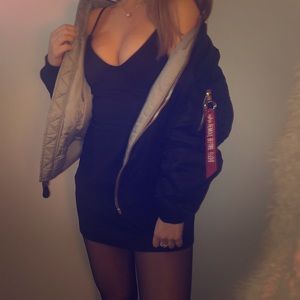 Black fitted princess Polly mini dress